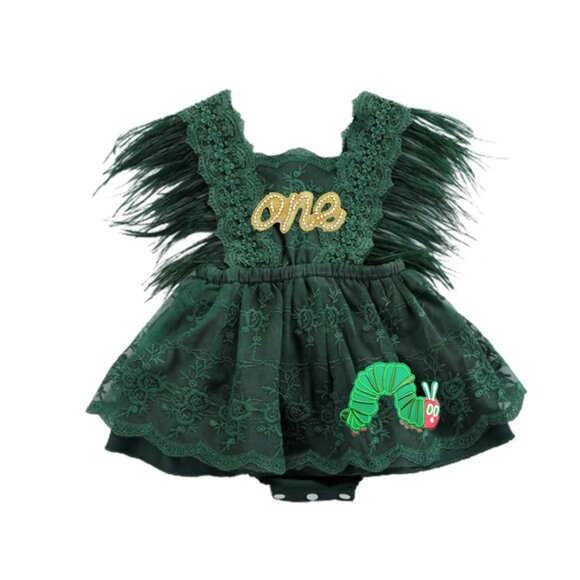 The Very Hungry Caterpillar Romper Outfit Clothes Caterpillar Birthday Dress - Picture 1 of 10